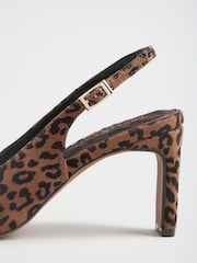 Love & Roses Leopard Print Mid Heel Faux Suede Chisel Toe Slingback Courts - Image 5 of 7