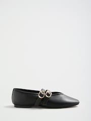 Love & Roses Black Double Buckle Strap Mary Jane Ballerina - Image 3 of 6