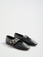 Love & Roses Black Double Buckle Strap Mary Jane Ballerina - Image 4 of 6