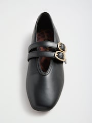 Love & Roses Black Double Buckle Strap Mary Jane Ballerina - Image 5 of 6