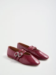 Love & Roses Red Double Buckle Strap Mary Jane Ballerina - Image 3 of 6