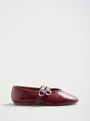 Love & Roses Red Double Buckle Strap Mary Jane Ballerina - Image 4 of 6