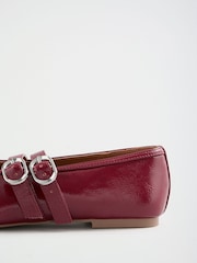 Love & Roses Red Double Buckle Strap Mary Jane Ballerina - Image 5 of 6
