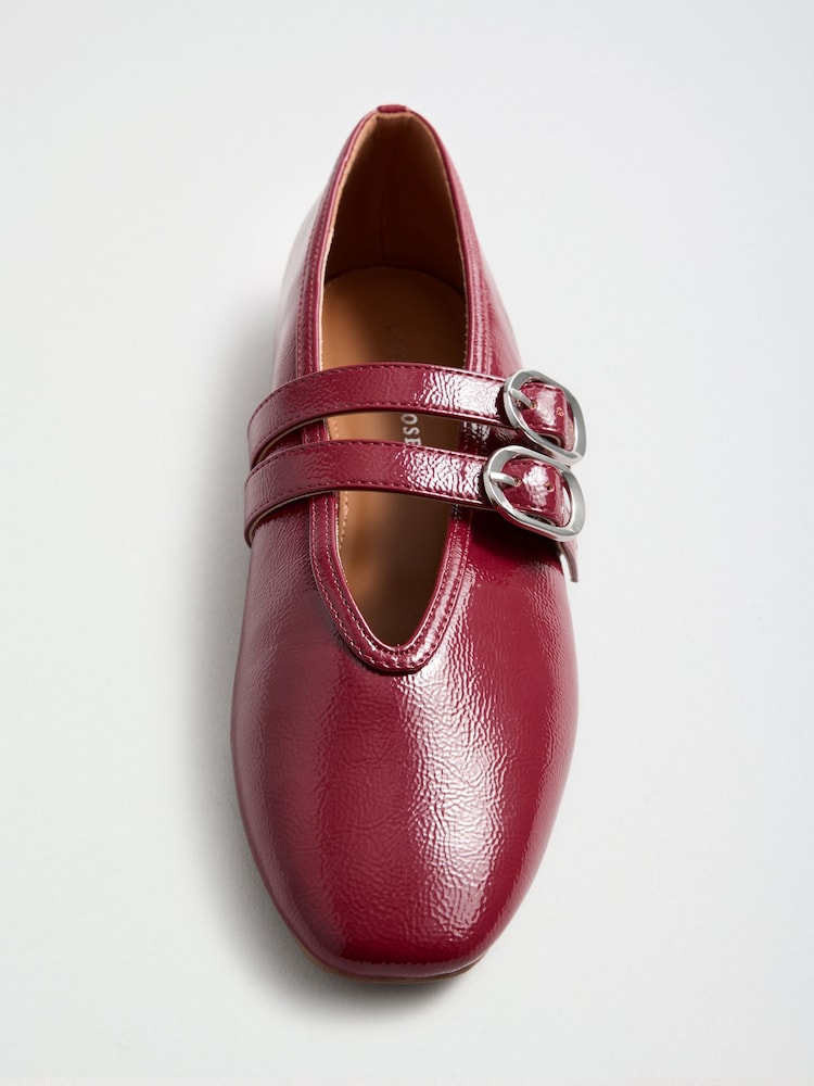 Love & Roses Red Double Buckle Strap Mary Jane Ballerina - Image 6 of 6