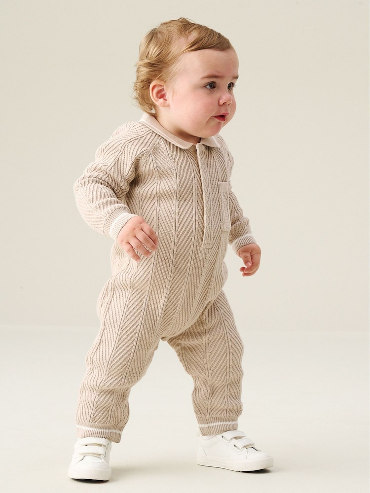 Angel & Rocket Natural Bobby Smart Knit Romper - Image 1 of 4 Angel & Rocket Natural Bobby Smart Knit Romper - Image 1 of 4