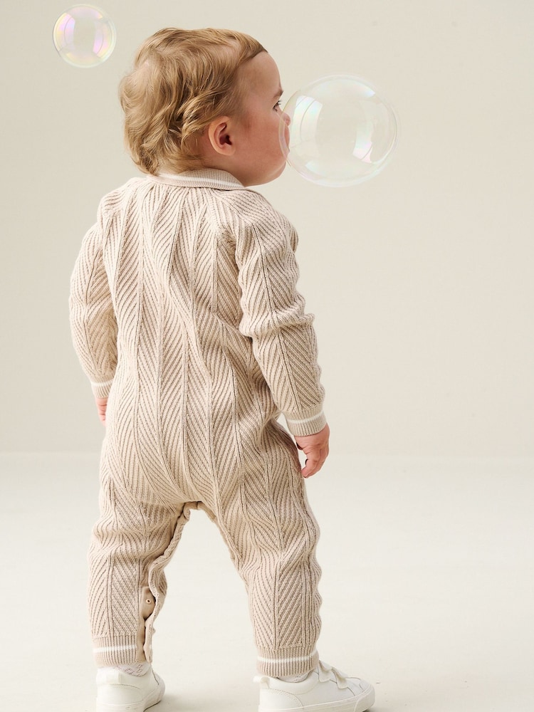 Angel & Rocket Natural Bobby Smart Knit Romper - Image 2 of 4 Angel & Rocket Natural Bobby Smart Knit Romper - Image 2 of 4