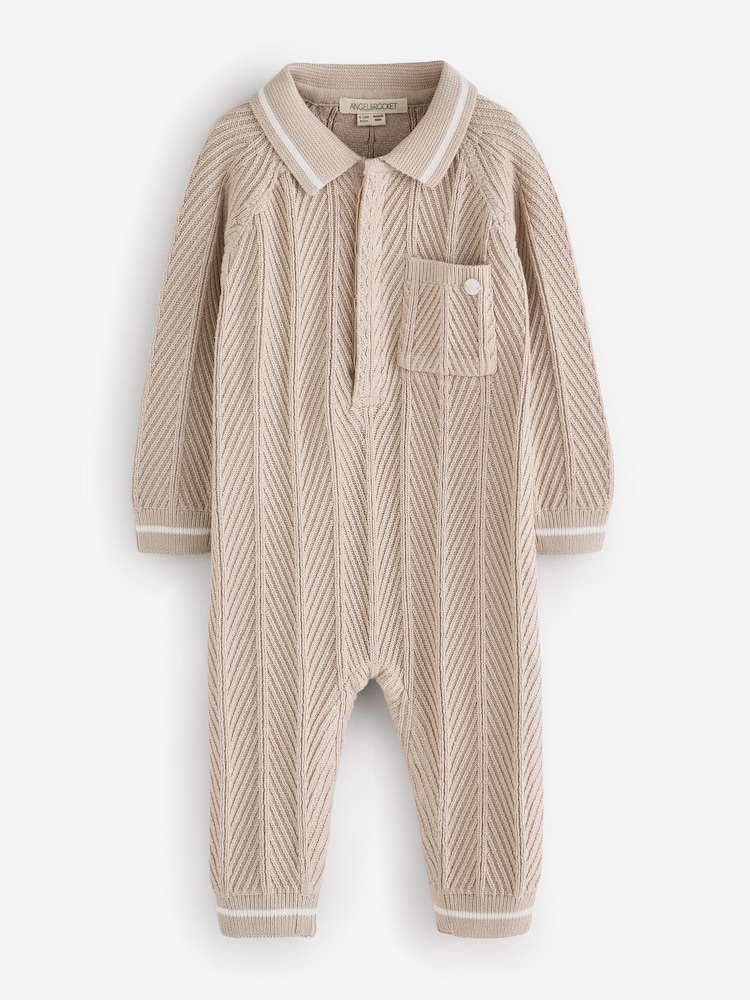 Angel & Rocket Natural Bobby Smart Knit Romper - Image 4 of 4 Angel & Rocket Natural Bobby Smart Knit Romper - Image 4 of 4