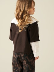 Angel & Rocket Brown Haddie Mock Layered Sweat Top - Image 2 of 6