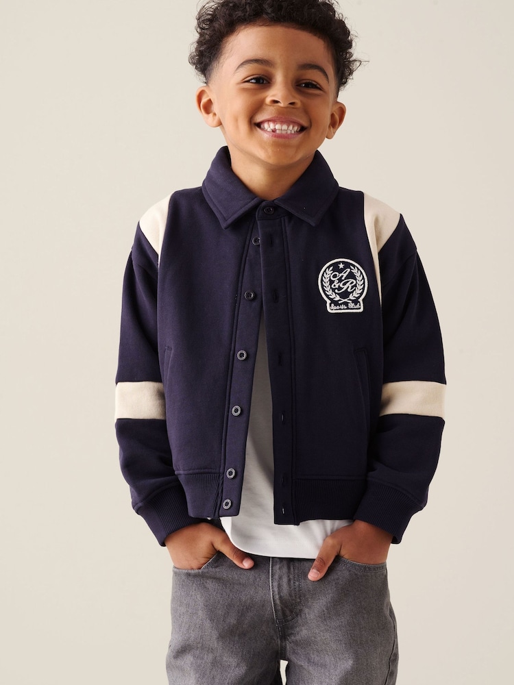 Angel & Rocket Blue Ace Sweat Varsity Jacket - Image 1 of 6