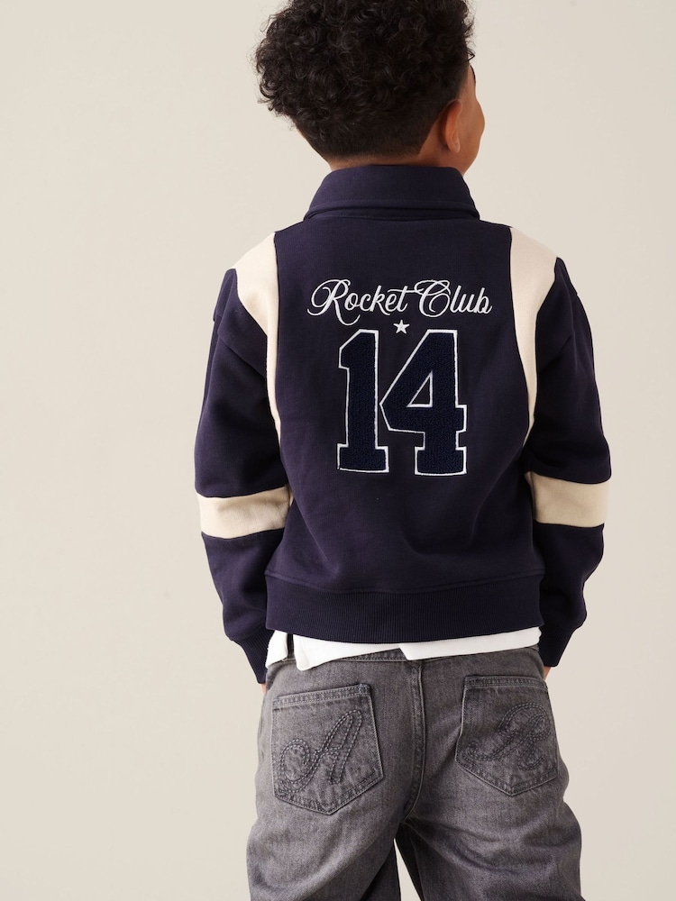 Angel & Rocket Blue Ace Sweat Varsity Jacket - Image 2 of 6