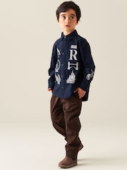 Angel & Rocket Blue Neo Oversized City Print Shirt - Image 3 of 6