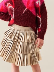 Angel & Rocket Gold Lucile Metallic Pleated Rara Skirt - Image 1 of 5