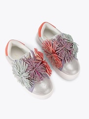 Kurt Geiger London Metallic Junior Mini Laney Pom Pom Trainers - Image 1 of 4