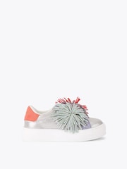 Kurt Geiger London Metallic Junior Mini Laney Pom Pom Trainers - Image 2 of 4