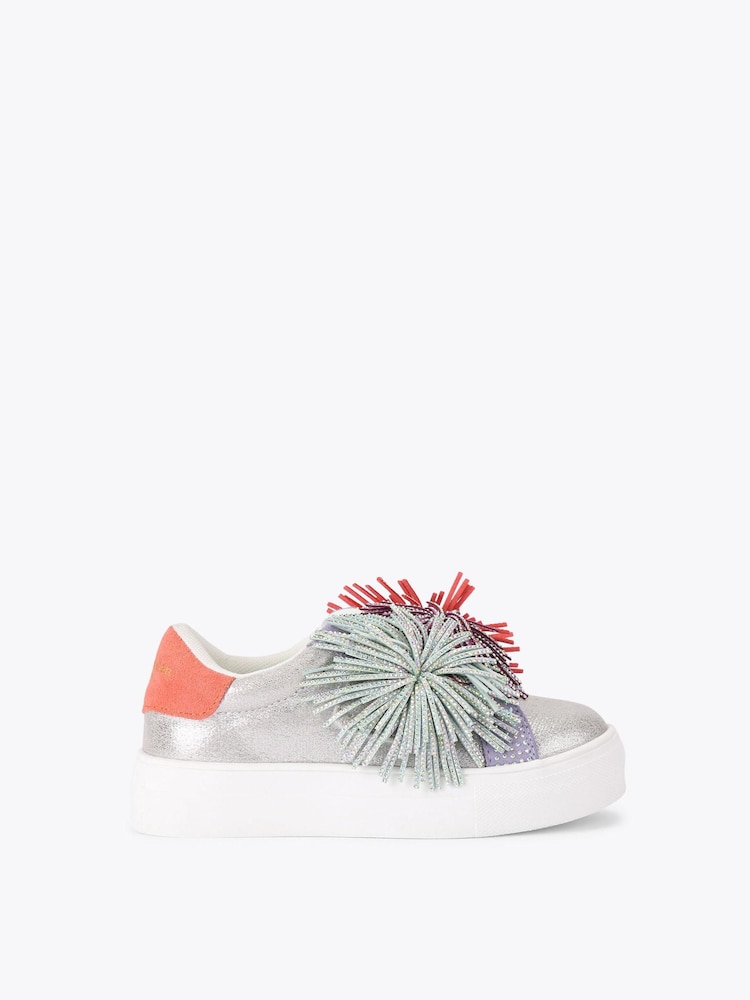 Kurt Geiger London Metallic Junior Mini Laney Pom Pom Trainers - Image 2 of 4