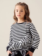 Angel & Rocket Black Marley Peplum Stripe T-Shirt - Image 1 of 8