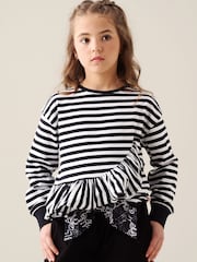 Angel & Rocket Black Marley Peplum Stripe T-Shirt - Image 4 of 8