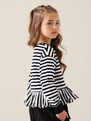 Angel & Rocket Black Marley Peplum Stripe T-Shirt - Image 5 of 8