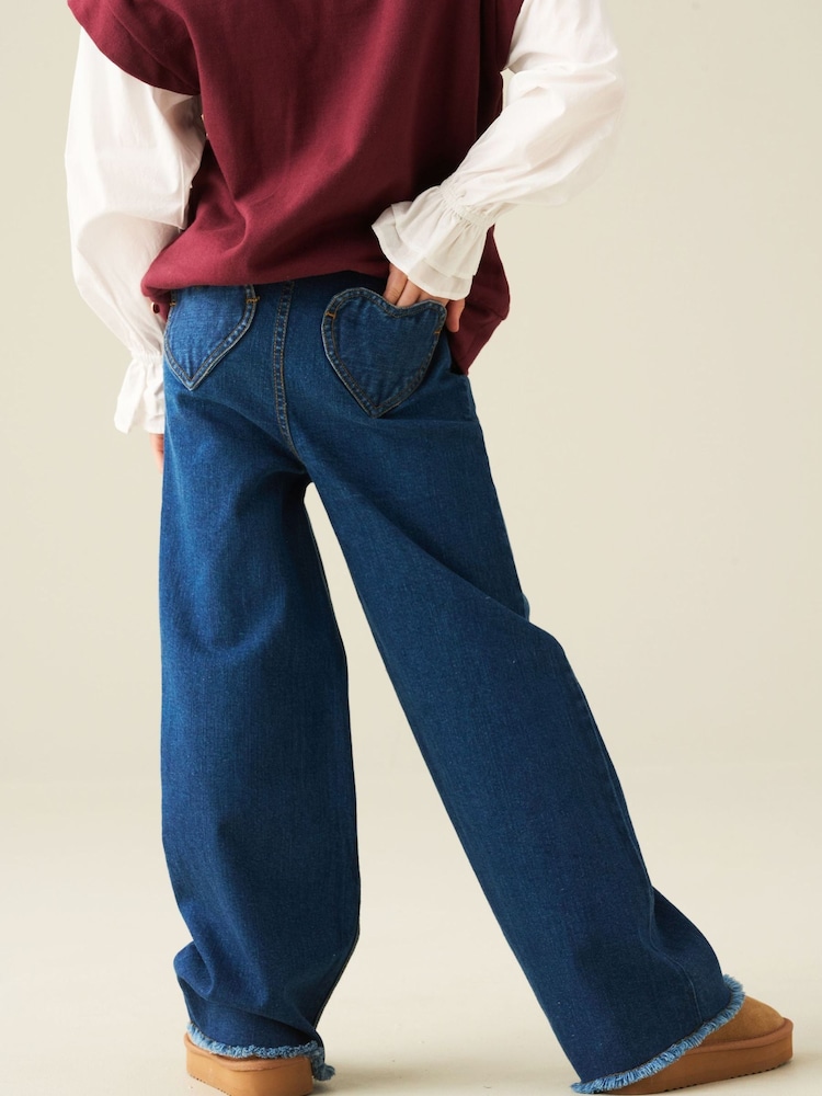 Angel & Rocket Blue Paloma Stretch Denim Heart Pocket Jeans - Image 2 of 6