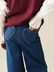 Angel & Rocket Blue Paloma Stretch Denim Heart Pocket Jeans - Image 3 of 6