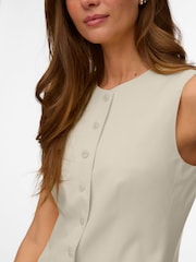 VERO MODA Cream Sleeveless Tailored Mini Dress - Image 3 of 5