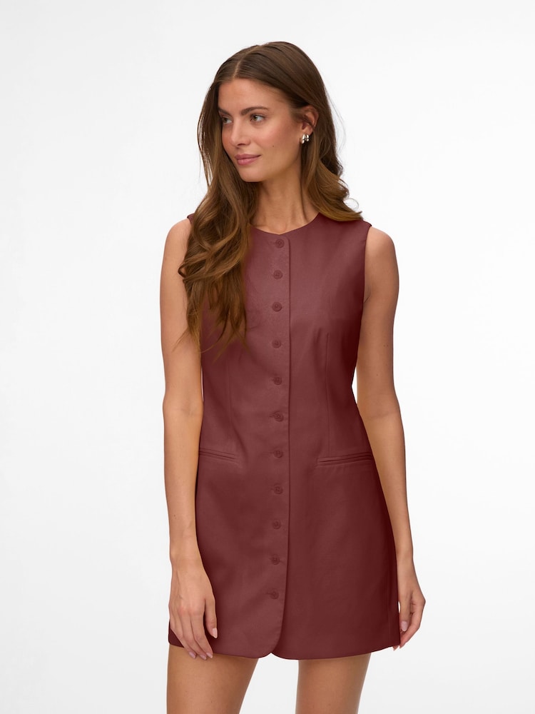 Brun - VERO MODA Ärmlös Skräddarsydd Miniklänning - Bild 2 av 5