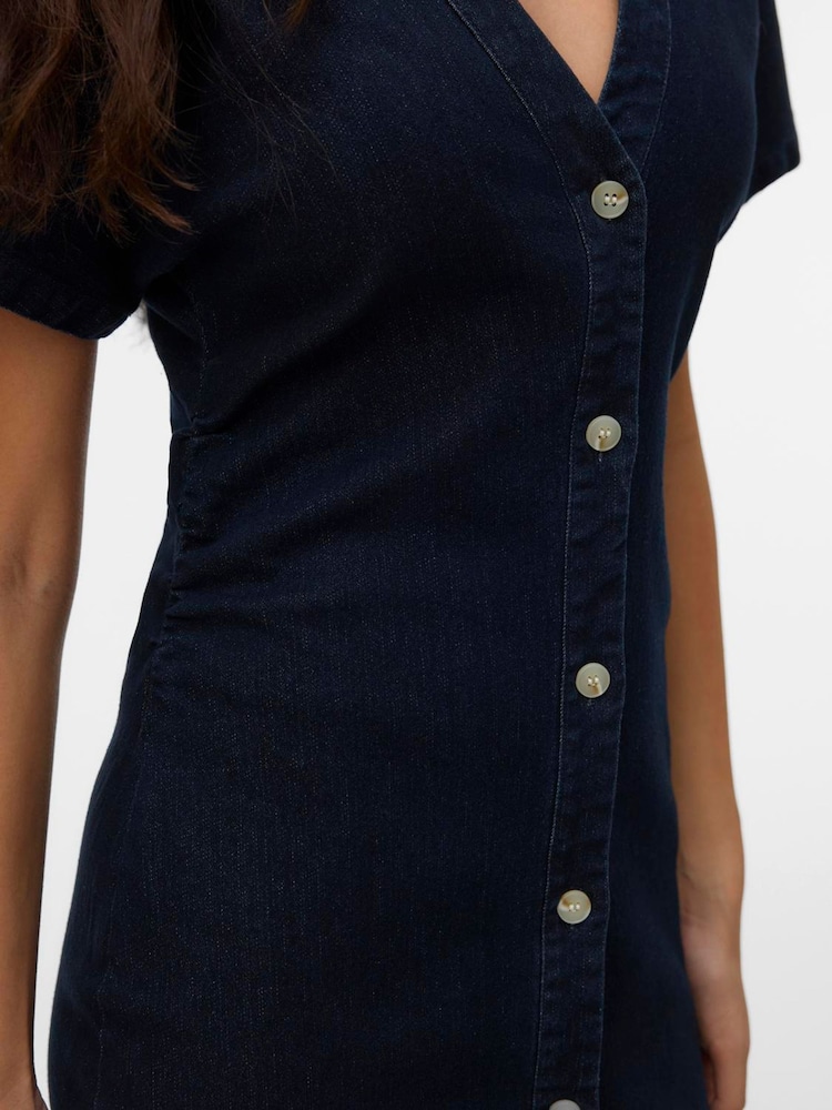 vero moda navy blue dress Vero Moda v neck eyelet jersey maxi dress in navy