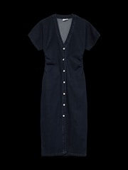 VERO MODA Blue Short Sleeve V-Neck Ankle Length Denim Dress - Image 5 of 6