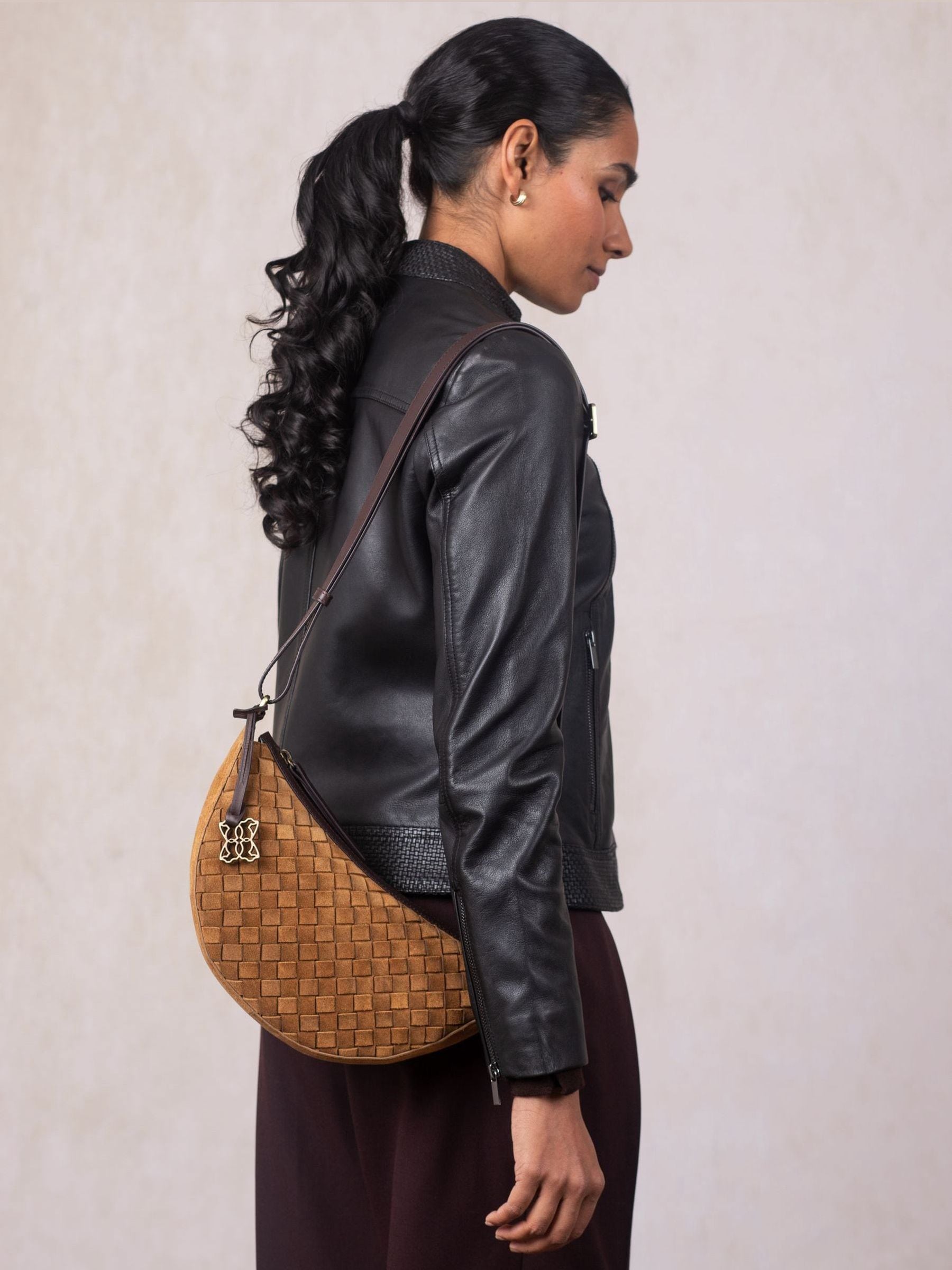 Lakeland Leather Women's Cognac Mirehouse Suede Sling Bag