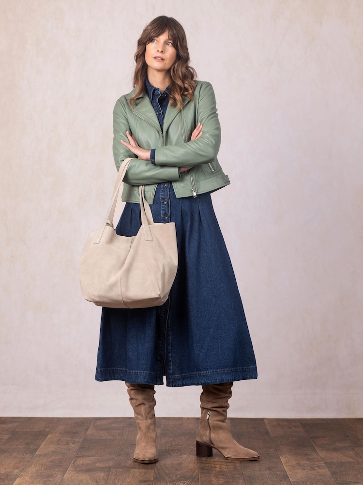 Lakeland Leather Nude Santon Suede Tote Bag - Image 2 of 7