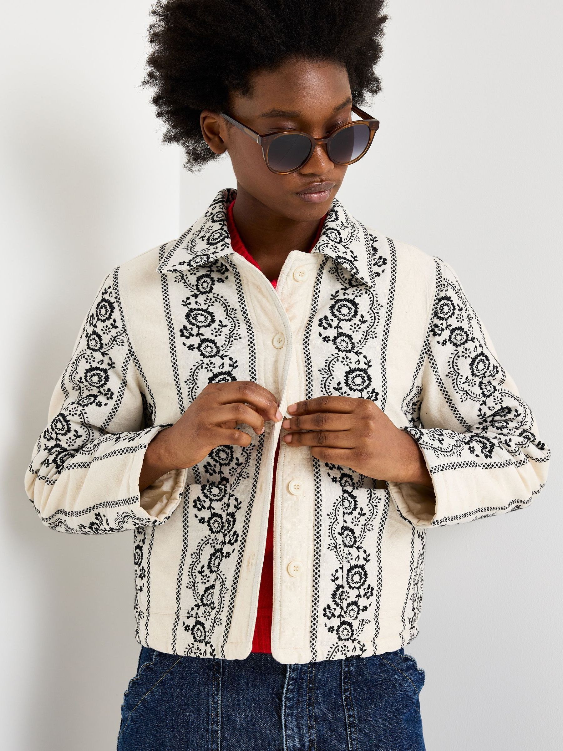Buy Oliver Bonas Cream Floral Quilted Jacket from the Next UK