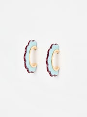 Oliver Bonas Blue Belle Scalloped Hoop Earrings - Image 1 of 5
