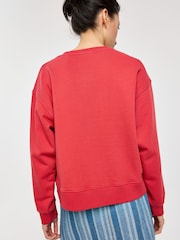 Oliver Bonas Red Washed Seam Detail Sweatshirt - Image 2 of 7