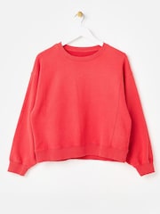 Oliver Bonas Red Washed Seam Detail Sweatshirt - Image 3 of 7