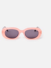 Oliver Bonas Pink Berry Red Oval Acetate Sunglasses - Image 1 of 6