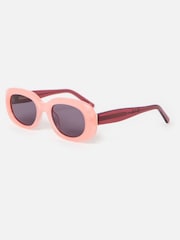 Oliver Bonas Pink Berry Red Oval Acetate Sunglasses - Image 2 of 6