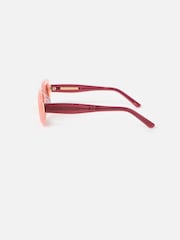 Oliver Bonas Pink Berry Red Oval Acetate Sunglasses - Image 3 of 6