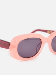 Oliver Bonas Pink Berry Red Oval Acetate Sunglasses - Image 5 of 6