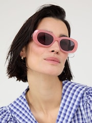 Oliver Bonas Pink Berry Red Oval Acetate Sunglasses - Image 6 of 6