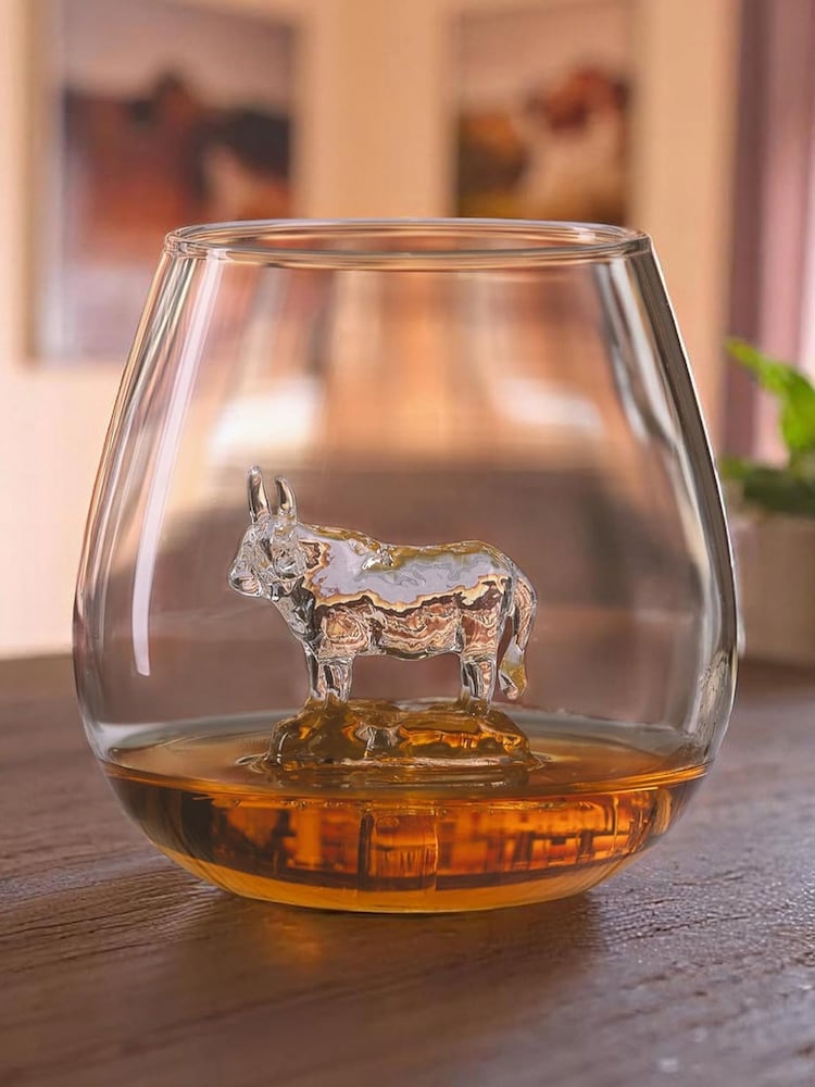 Jeray Set of 2 Clear Highland Cow In A Glass 500ml - Image 1 of 4