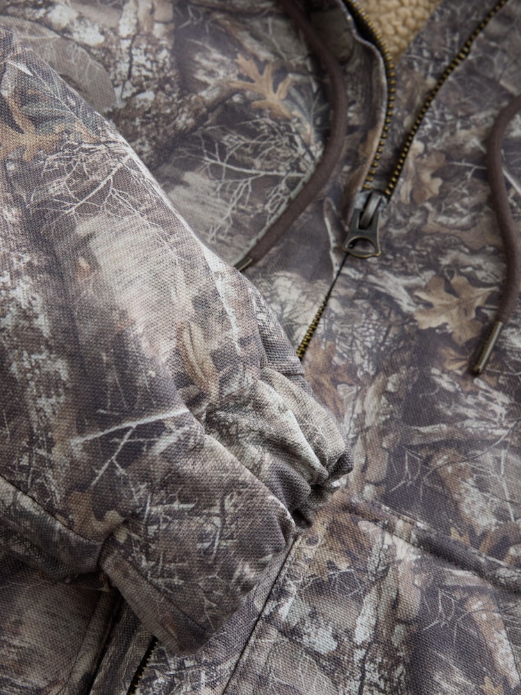 Khaki Realtree EDIT Borg Lined Canvas Hooded Jacket - Image 11 of 11 Khaki Realtree EDIT Borg Lined Canvas Hooded Jacket - Image 11 of 11