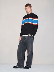 Black EDIT Colourblock Knitted Zip Up Jumper - Image 4 of 6
