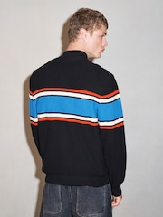 Black EDIT Colourblock Knitted Zip Up Jumper - Image 5 of 6