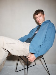 Blue EDIT Heavyweight Jersey Relaxed Fit Zip Up Hoodie - Image 2 of 6