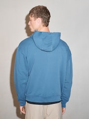 Blue EDIT Heavyweight Jersey Relaxed Fit Zip Up Hoodie - Image 3 of 6