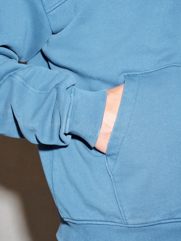 Blue EDIT Heavyweight Jersey Relaxed Fit Zip Up Hoodie - Image 6 of 6