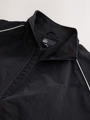 Black EDIT Piped Lightweight Funnel Neck Windbreaker Jacket - Image 10 of 12