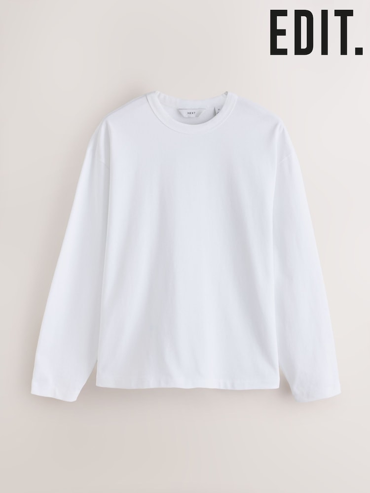 White Long Sleeve Heavyweight Boxy Edit T-Shirt - Image 4 of 4