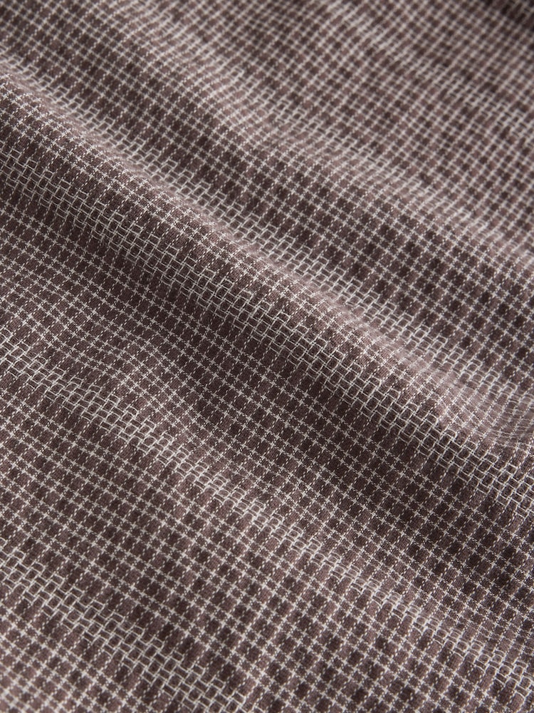 Hnědá - EDIT Short Sleeve Seersucker Stripe Shirt - Obrázek 7 z 7