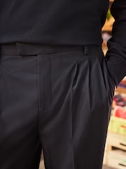 Black EDIT Wide Fit Pleated Trousers - Image 3 of 5